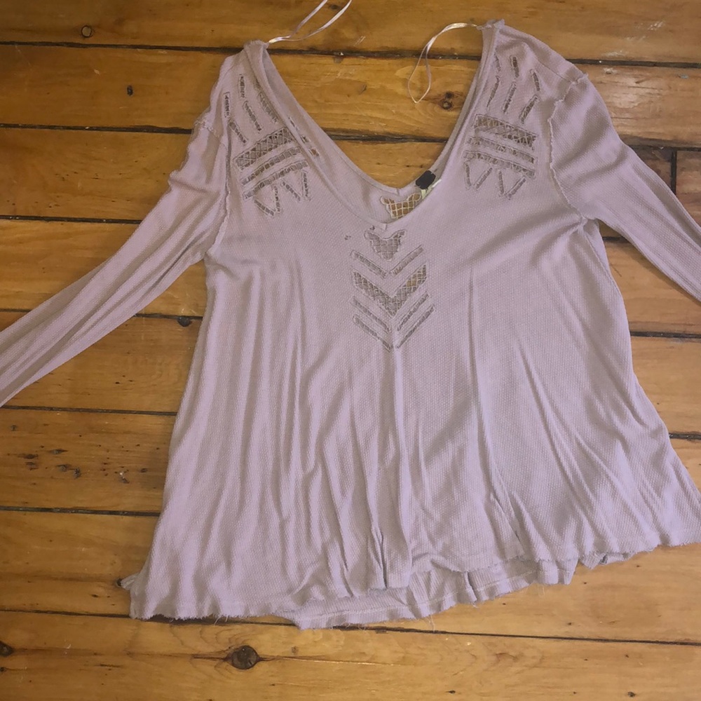 Free People Long Sleeve Cut Out Tee